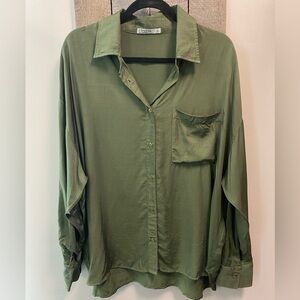 NWOT Anthropologie Stateside Army Green Flowy Blouse Made in States Women’s XL
